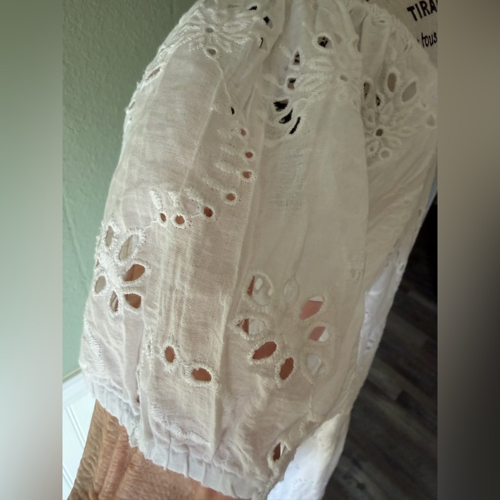 Debbie Katz South Beach Elegant White Eyelet Dress. L. - Picture 9 of 11